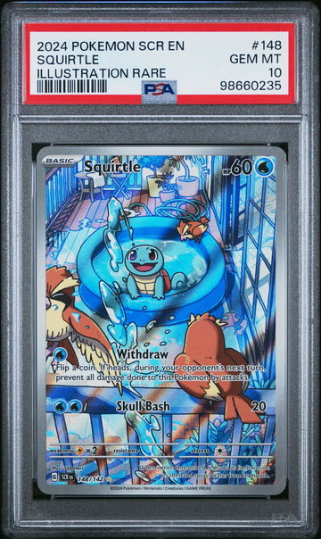 2024 Pokemon Scarlet and Violet Stellar Crown Illustration Rare Squirtle #148 PSA 10
