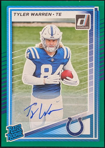 2025 Donruss Rated Rookies Autographs Green #337 Tyler Warren RC AU