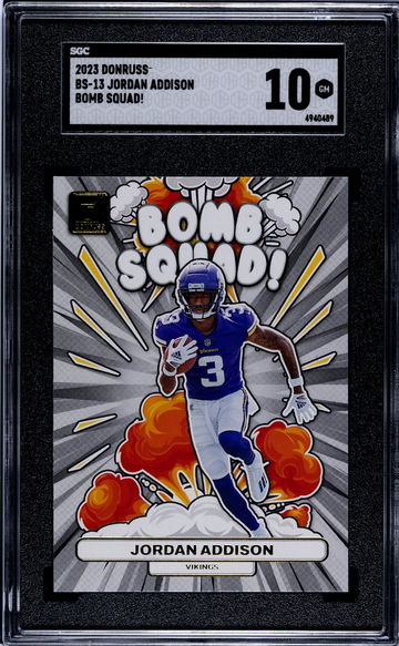 2023 Donruss #BS-13 Jordan Addison Bomb Squad! SGC 10