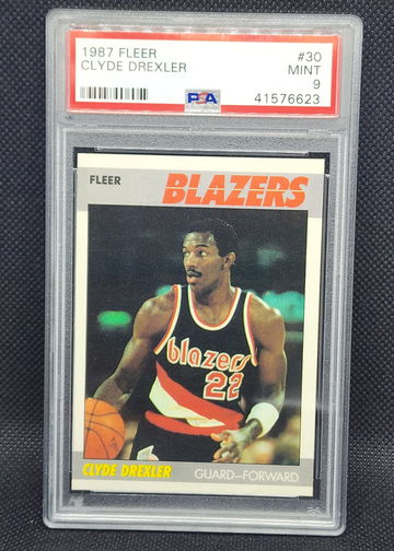 1987 Fleer Clyde Drexler #30 PSA 9 Mint Hall of Famer & Olympian