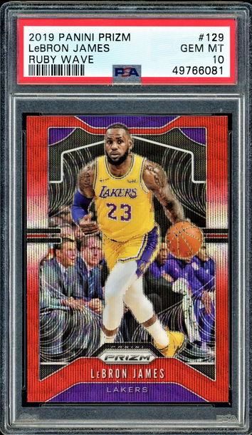 LeBron James 2019-20 Panini Prizm Ruby Wave PSA 10 GEM MINT #129 POP 306 Lakers Cavs Heat