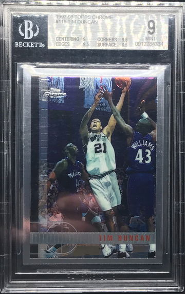 Tim Duncan 1997-98 Topps Chrome RC BGS 9 w/ 9.5, 9, 9, 8.5 HOF 