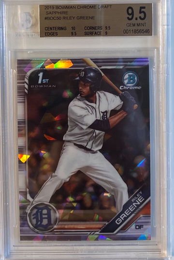 2019 Bowman chrome draft sapphire Riley Greene BGS 9.5 