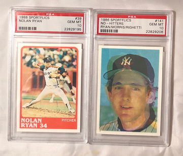1988 SPORTFLICS N. RYAN , #39 & NO HITTER , RYAN/ MORRIS/RIGHETTI , #141, GEM-MT 10s
