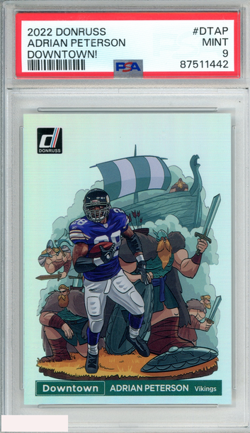 2022 PANINI DONRUSS DOWNTOWN ADRIAN PETERSON #DTAP VIKINGS PSA 9 MINT