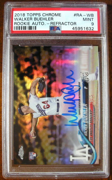 Walker Buehler 2018 Topps Chrome Rookie Auto Refractor /499 PSA 9