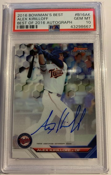 2016 Bowman's Best Alex Kirilloff autograph PSA 10