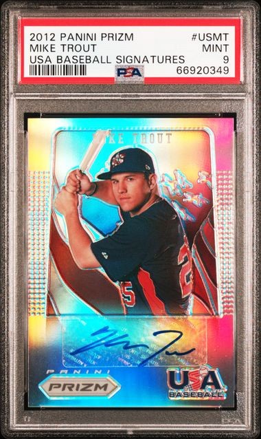 PSA 9 2012 Panini Prizm MIKE TROUT USA Baseball Signatures Auto #'d 3/25