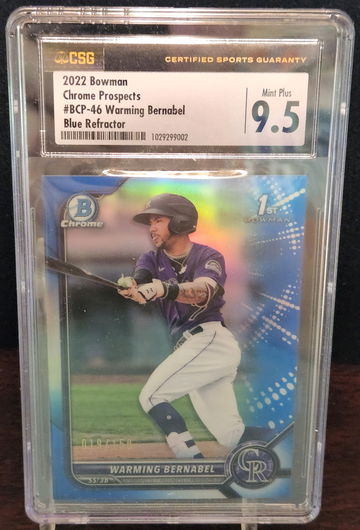 2022 Bowman Chrome Prospects Blue Refractor /150 Warming Bernabel BCP-46 CSG 9.5
