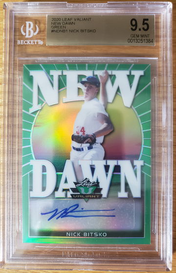 2020 Leaf Valiant Baseball - Nick Bitsko Prospect Auto Green New Dawn 7/99 BGS 9.5!