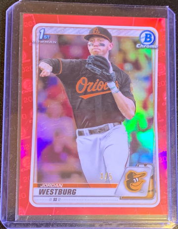 Jordan Westburg RED REFRACTOR 2020 Bowman Draft #BD111 /5 Orioles 1st RC Phenom Prospect