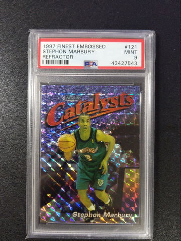 1997 Finest Embossed  #121 Refractor Stephon Marbury PSA 9