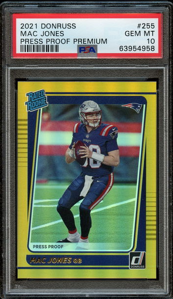 2021 Donruss Mac Jones Press Proof Premium PSA 10