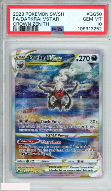 2023 POKEMON SWORD AND SHIELD CROWN ZENITH FA DARKRAI VSTAR #GG50 PSA 10 GEM MT