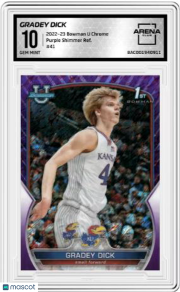 2022-23 Bowman U Chrome Gradey Dick #41 Purple Shimmer Refractor Arena Club 10