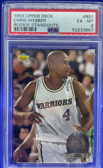 1993 UPPER DECK ROOKIE STANDOUTS RS1 CHRIS WEBBER PSA 6 EX-MT POP 1 WARRIORS HOF