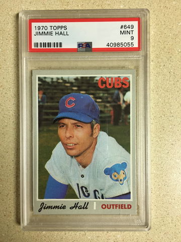 1970 Topps #649 Jimmie Hall PSA 9 MINT CUBS 