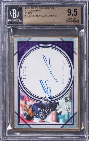 2018 Topps Transcendent Ronald Acuna Jr Rookie Autograph Purple #/10 BGS 9.5/10
