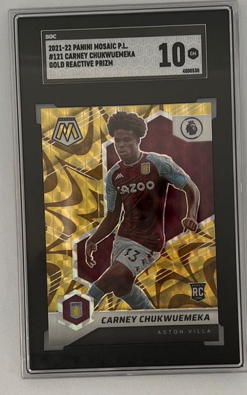 2021-22 Panini Mosaic PL Carney Chukwuemeka Reactive Gold Prizm RC #121 SGC 10