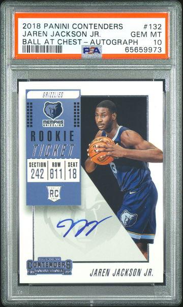 2018-19 Panini Contenders Jaren Jackson Jr Rookie Ticket Auto PSA 10 Gem Mint Grizzlies