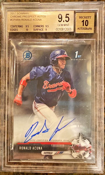 Ronald Acuna 2017 Bowman Chrome Auto BGS 9.5 Gem Mint