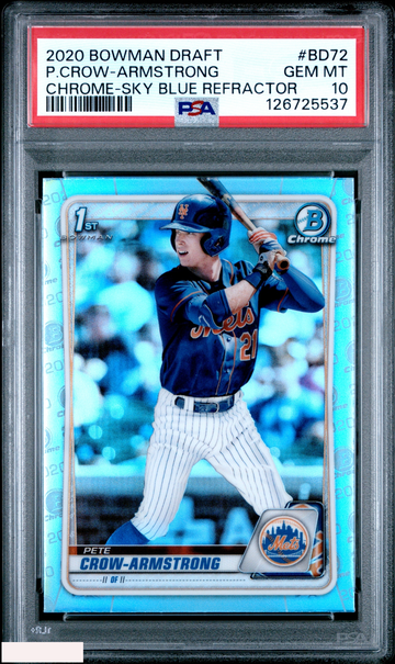 2020 BOWMAN DRAFT PETE CROW-ARMSTRONG #BD72 CHROME SKY BLUE REF 1ST RC PSA 10