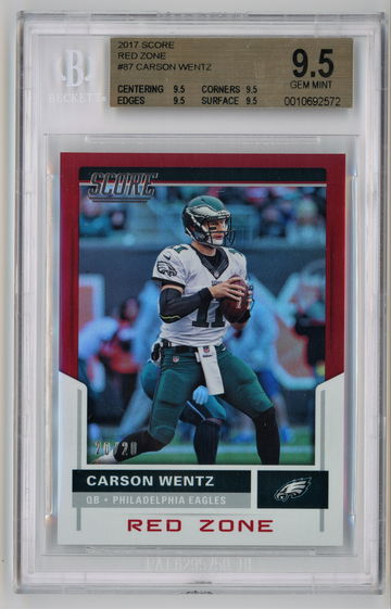 2017 Score Red Zone /20 Carson Wentz BGS 9.5 Pop 2