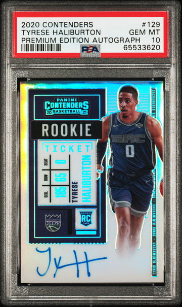 2020 Panini Contenders Premium Rookite Ticket Autograph Tyrese Haliburton #129 PSA 10