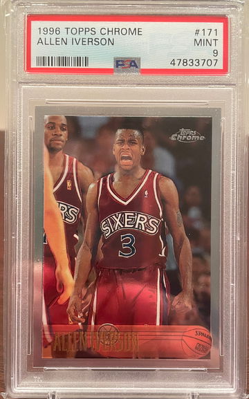 1996 topps chrome Allen Iverson rookie RC psa 9