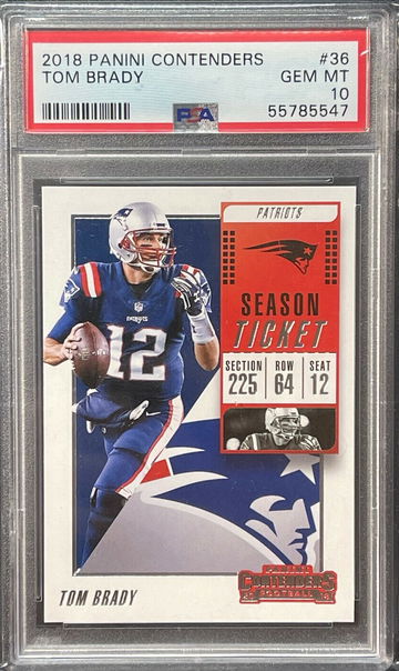 2018 Contenders Tom Brady Season Ticket Base #36 PSA 10 GEM
