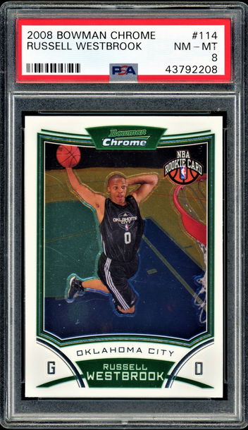 Russell Westbrook 2008-09 Topps Bowman Chrome RC PSA 8 NM-MT #114 Rookie Thunder Wizards