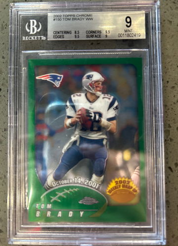 2002 Topps Chrome Tom Brady WW BGS 9