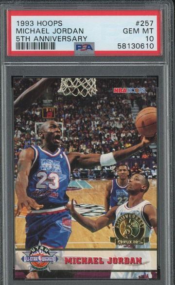 1993 Hoops 5th Anniversary Gold Seal All Star Weekend 257 Michael Jordan East Conference Chicago Bulls PSA 10 Gem Mint