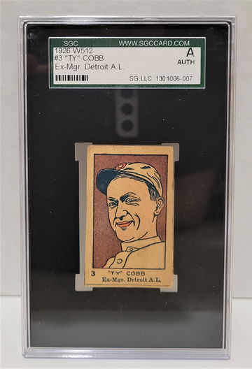 1926 W512 Ty Cobb #3 - SGC A Authentic Hand Cut Detroit Tigers HOF