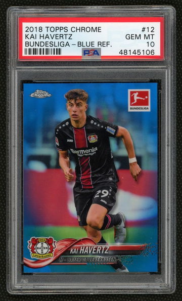 2018 Kai Havertz Topps Chrome Budesliga Blue Refractor Rookie #/199 PSA 10 Gem Mint