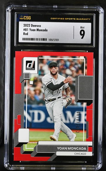 2022 Donruss Yoan Moncada Red Variation 670/2022 CSG 9 MINT
