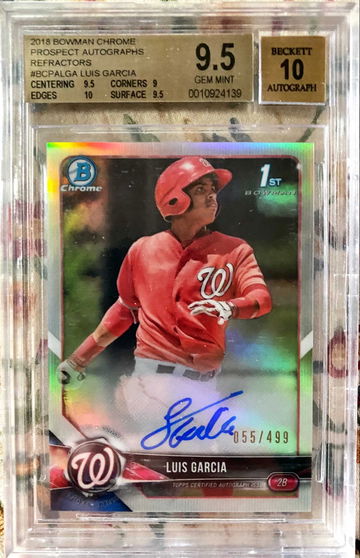 2018 Bowman Chrome Refractor Autograph Luis Garcia /499