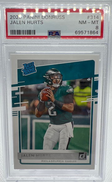 2020 Panini Donruss Jalen Hurts Rated Rookie PSA 8