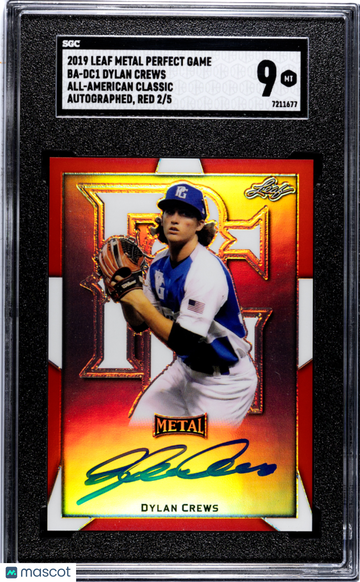 2019 Leaf Metal Perfect Game All-American Classic Dylan Crews #BA-DC1 Autograph Red SGC 9
