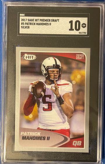 2017 Sage Hit Premier Silver SP Patrick Mahomes Rookie Card SGC 10