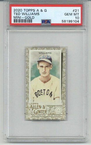 2020 TOPPS ALLEN & GINTER MINI GOLD TED WILLIAMS CARD RED SOX PSA 10 LOW POP