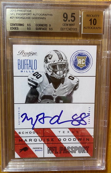 2013 Prestige Marquise Goodwin NFL Passports Autograph BGS 9.5 Gem Mint