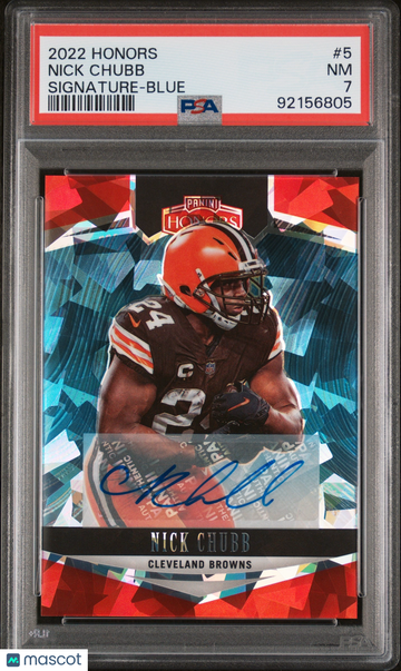 2022 Panini Honors Nick Chubb #5 Signature-Blue PSA 7