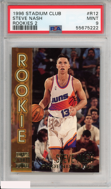 1996 STADIUM CLUB STEVE NASH #R12 ROOKIES 2 PHOENIX SUNS HOF RC PSA 9 MINT