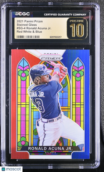 2021 Panini Prizm Ronald Acuna Jr. #SG-4 Red White & Blue Stained Glass CGC 10