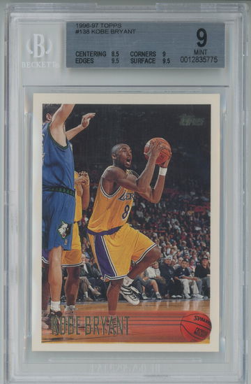 1996 Topps 138 KOBE BRYANT Rookie BGS 9 MINT Rookie (2) 9.5
