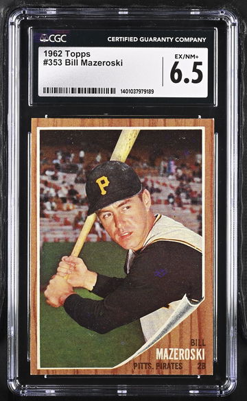 1962 TOPPS BILL MAZEROSKI #353 CGC 6.5 BS.B2.19