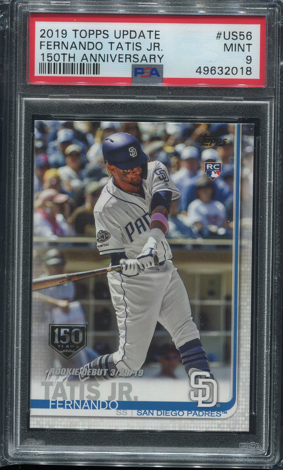 Fernando Tatis Jr, PSA 9, 150th Anniversary 2019 Topps Update #US56