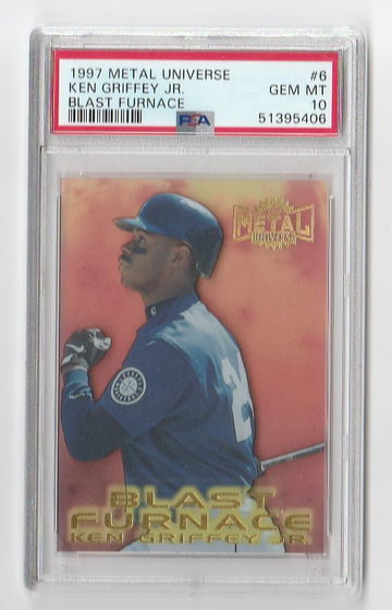 PSA 10 GEM MINT 1997 METAL UNIVERSE KEN GRIFFEY JR BLAST FURNACE #6