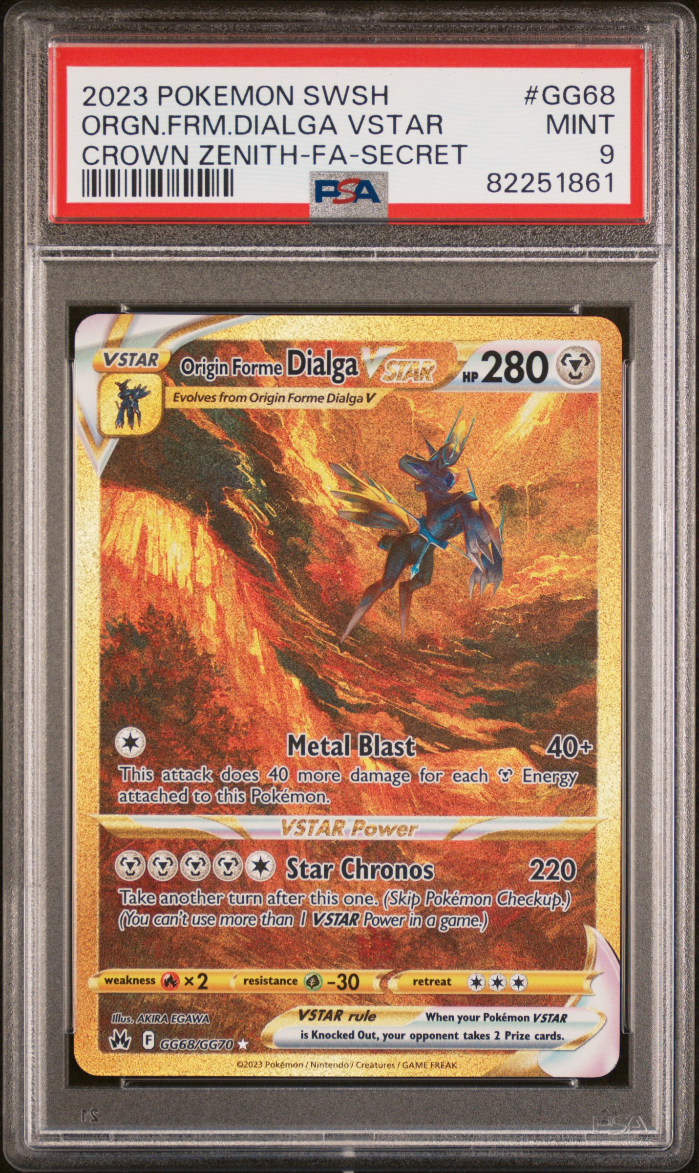 2023 Pokemon Swsh Crown Zenith Orgin Forme Dialga Vstar #GG68 FA PSA 9